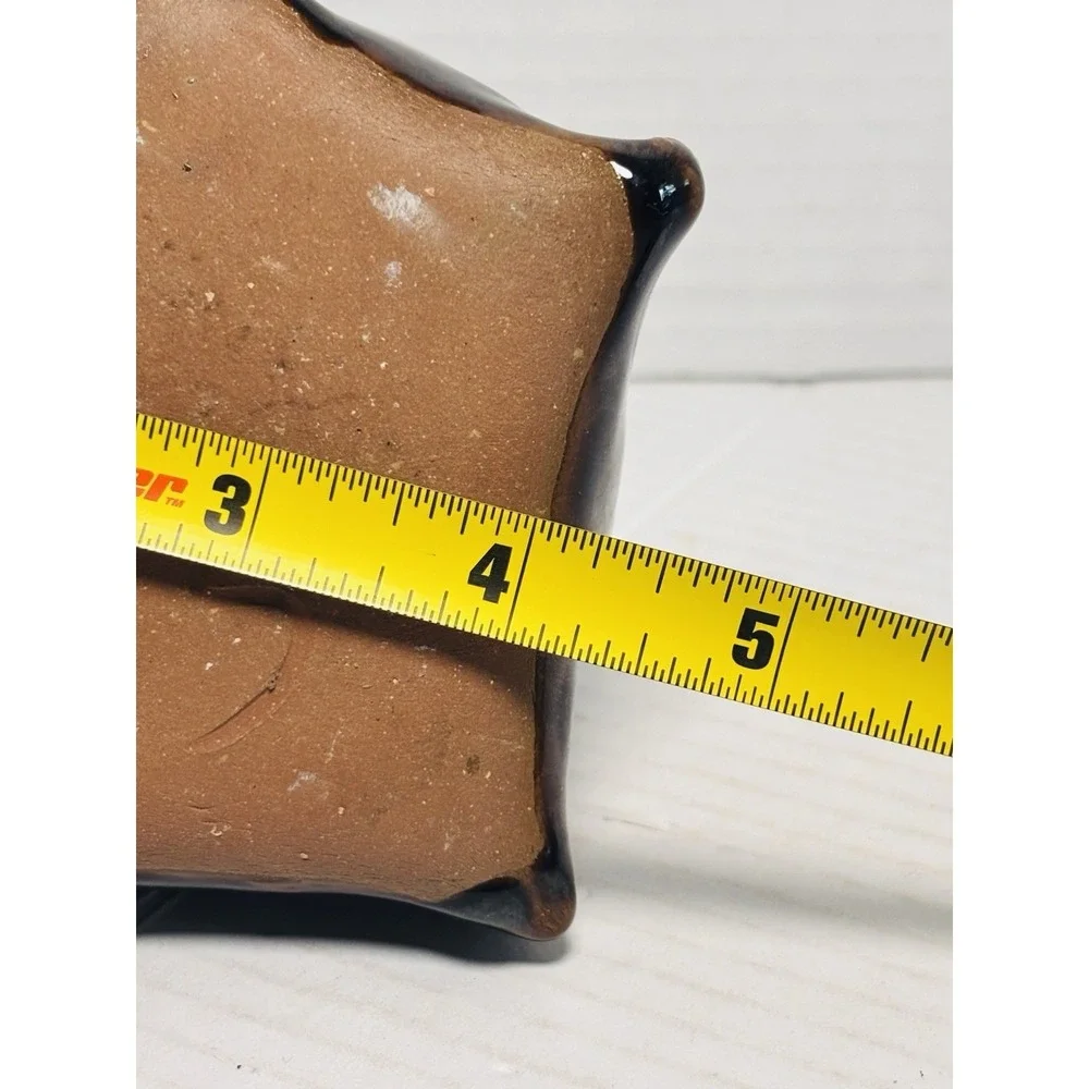 Vintage Evangeline Style Reactive Glaze Flower Petal‎ Pottery Vase Brown Orange